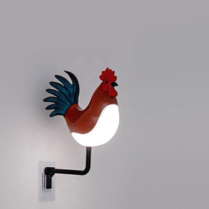 Red Usb Rechargeable Rooster Wall Lamp With Sound Aromatherapy And Decorative Design Creative Nightlight For Bedroom Cor