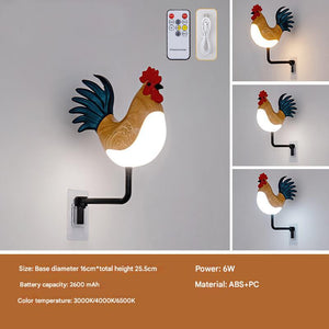 Yellow Usb Rechargeable Rooster Wall Lamp With Sound Aromatherapy And Decorative Design Creative Nightlight For Bedroom