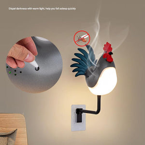 Yellow Usb Rechargeable Rooster Wall Lamp With Sound Aromatherapy And Decorative Design Creative Nightlight For Bedroom