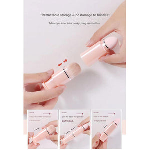 White 8 In 1 Retractable Mini Makeup Brush Set With Protective Cover Compact Design For Travel And On The Go Touchups