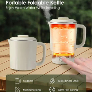 White Portable Foldable Travel Electric Kettle 316 Stainless Steel Water Boiler