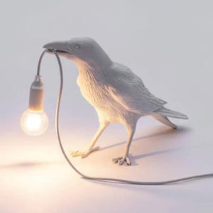 White Bird Standing Shape Nordic Resin Wall Lamp Creative Animal Bedside Decorative Usb Night Light Stylish Perched For