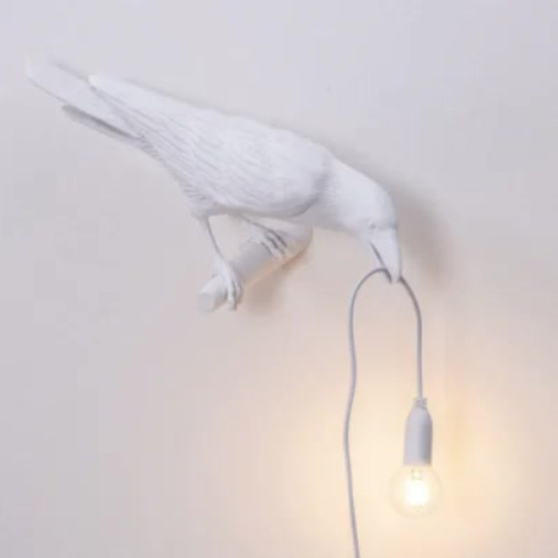 White Bird Left Wall Lamp Nordic Resin Creative Animal Bedside Decorative Usb Night Light Stylish Perched For Bedroom An