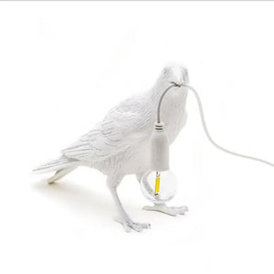 White Bird Left Wall Lamp Nordic Resin Creative Animal Bedside Decorative Usb Night Light Stylish Perched For Bedroom An