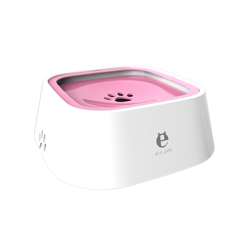 Pink Anti Spill Floating Pet Water Bowl For Dogs And Cats 1L Capacity Splash Proof Wet Mouth Design