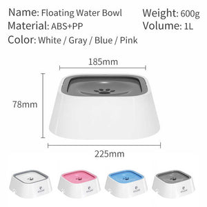 Pink Anti Spill Floating Pet Water Bowl For Dogs And Cats 1L Capacity Splash Proof Wet Mouth Design