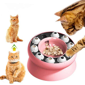 Pink Interactive Slow Feeder Cat Bowl 15A Tilt Design Puzzle For Healthy Eating