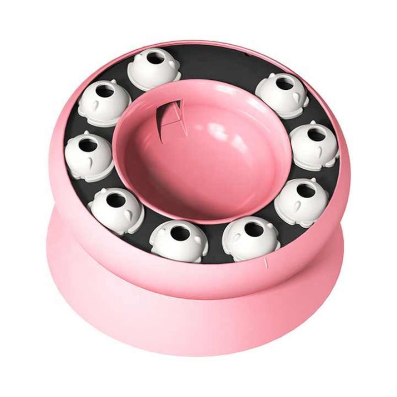 Pink Interactive Slow Feeder Cat Bowl 15A Tilt Design Puzzle For Healthy Eating