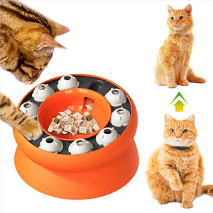 Orange Interactive Slow Feeder Cat Bowl 15 Tilt Design Puzzle For Healthy Eating