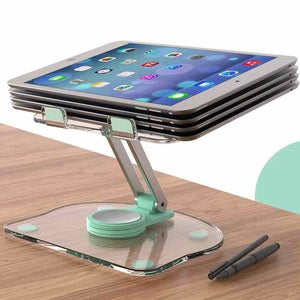 Pink Acrylic Foldable Tablet And Phone Stand 360A Rotation Anti Slip Design Lightweight Compact