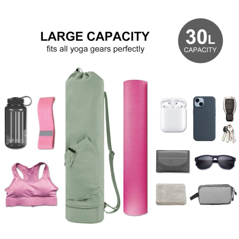 Pink Durable Yoga Mat Carry Bag Multi Functional Fitness Backpack With Wet Pocket(Mugs Are Filming Props Not Included)