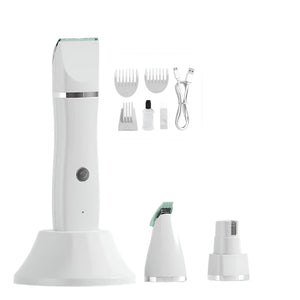 White 4 In 1 Pet Grooming Electric Clippers Professional Rechargeable Trimmer For Dogs & Cats Paw Fur Nail And Ear Care