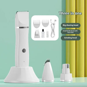 White 4 In 1 Pet Grooming Electric Clippers Professional Rechargeable Trimmer For Dogs & Cats Paw Fur Nail And Ear Care