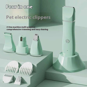 White 4 In 1 Pet Grooming Electric Clippers Professional Rechargeable Trimmer For Dogs & Cats Paw Fur Nail And Ear Care