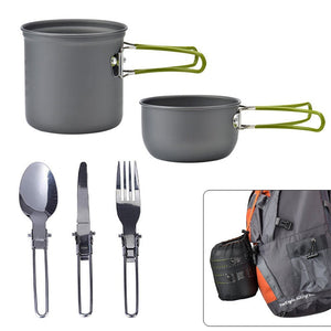 Orange And Grey Compact Outdoor Camping Cookware Set With 410 Stainless Steel Utensils