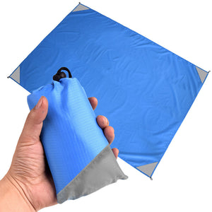 Blue And Grey Portable Waterproof Camping Mat Foldable Picnic Beach Blanket