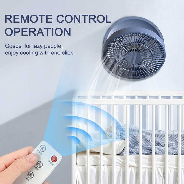 White Remote Control Wall Mount Foldable Mini Usb Fan With Night Light And Digital Display