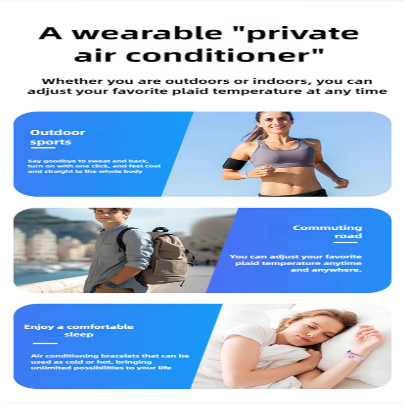 Light Purple Wearable Cooling And Heating Wristband Mini Air Conditioner For Instant Or Relief With Usb Fast Charging