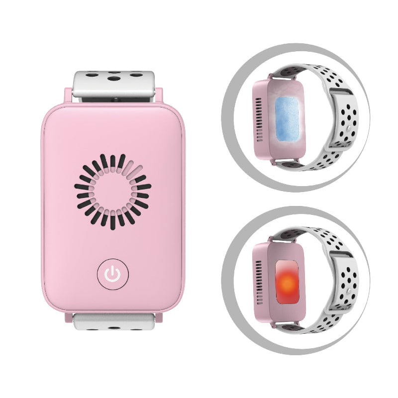 Pink Wearable Cooling And Heating Wristband Mini Air Conditioner For Instant Or Relief With Usb Fast Charging