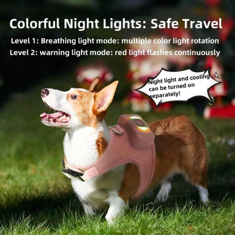 Size Green Pet Cooling Harness Led Lights & Leash Summer Relief For Small Dogs And Cats