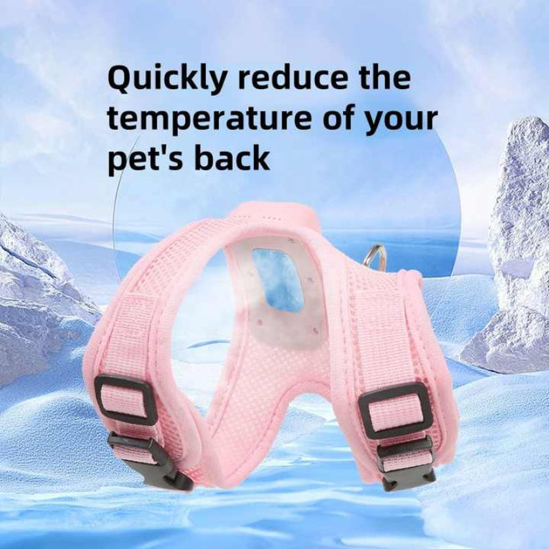 Size Pink Pet Cooling Harness Led Lights & Leash Summer Relief For Small Dogs And Cats