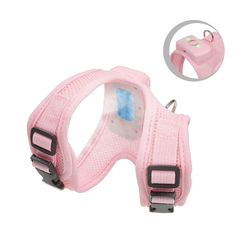 Size Pink Pet Cooling Harness Led Lights & Leash Summer Relief For Small Dogs And Cats