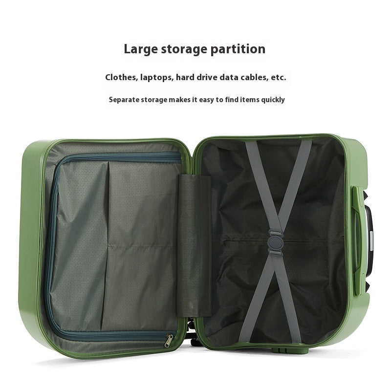 Dark Green 18 Inch Lightweight Carry On Luggage Waterproof & Anti Theft Suitcase With Silent Universal Wheels