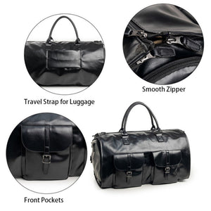 Black Pu Leather Travel Duffel Bag Multifunctional Overnight Gym With Spacious Compartments