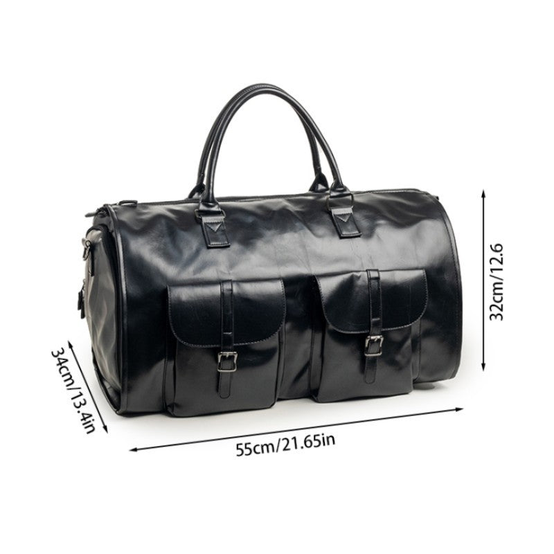 Brown Pu Leather Travel Duffel Bag Multifunctional Overnight Gym With Spacious Compartments