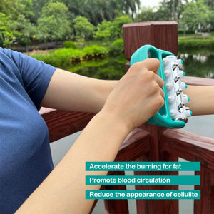 2Pcs Yellow Handheld Roller Massager Mini Five Row Manual Muscle Relaxation Tool For Acupressure And Stress Relief