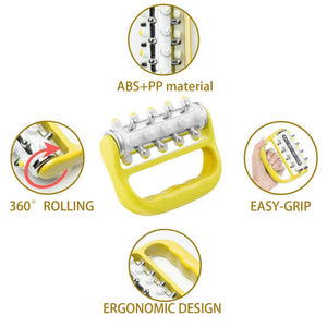 2Pcs Yellow Handheld Roller Massager Mini Five Row Manual Muscle Relaxation Tool For Acupressure And Stress Relief