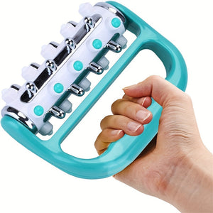 2Pcs Blue Handheld Roller Massager Mini Five Row Manual Muscle Relaxation Tool For Acupressure And Stress Relief