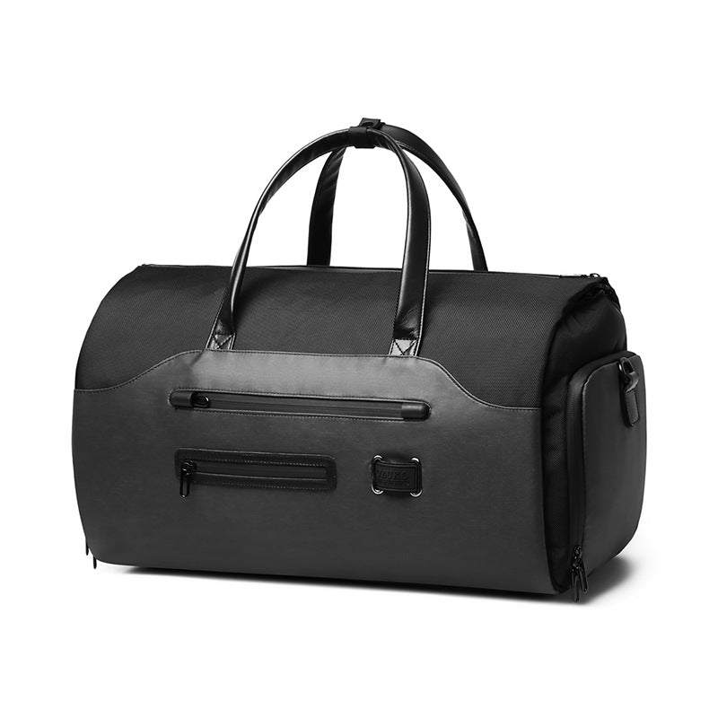 Men's Black Waterproof Multi Functional Travel Duffel Bag Foldable Short Trip Gym With Shoe Compartment