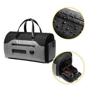 Men's Black Waterproof Multi Functional Travel Duffel Bag Foldable Short Trip Gym With Shoe Compartment