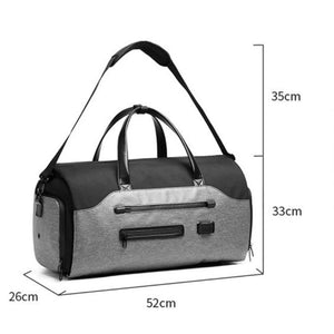 Men's Black Waterproof Multi Functional Travel Duffel Bag Foldable Short Trip Gym With Shoe Compartment