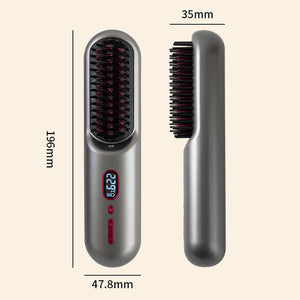 Black Rechargeable Portable Ionic Hair Straightening Comb Usb Wireless Travel Style