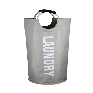 Light Gray Large Capacity Double Oxford Fabric Laundry Hamper With Aluminum Handles Durable Round Clothes Basket For Hom