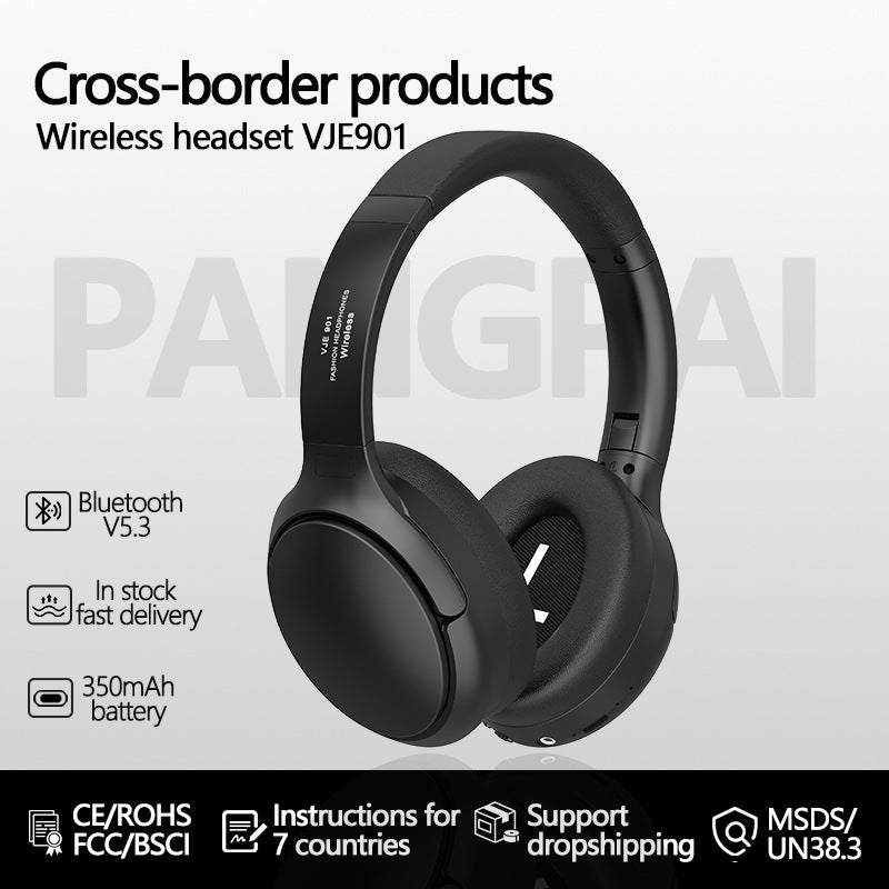 Silver Vje901 Wireless Bluetooth Over Ear Headphones With Active Noise Cancelling