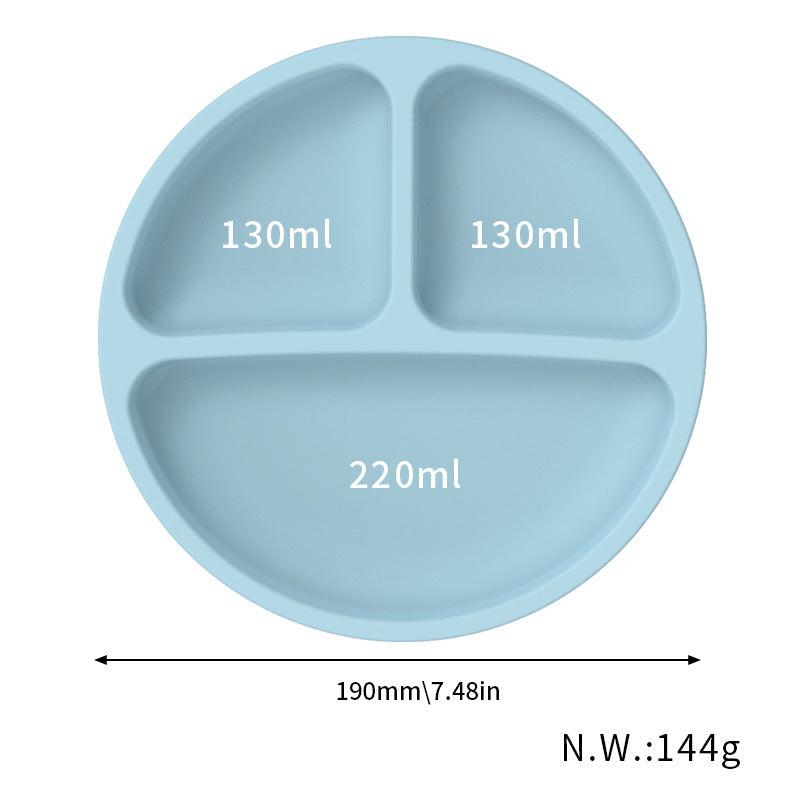 Blue 096# Silicone Baby Feeding Set Suction Plate Bib Cup & Utensils | Bpa Free Tableware