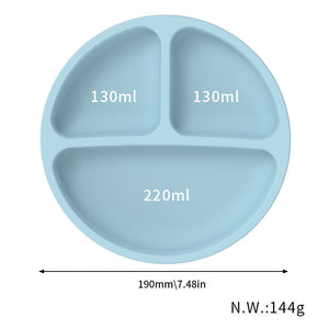 Blue 096# Silicone Baby Feeding Set Suction Plate Bib Cup & Utensils | Bpa Free Tableware