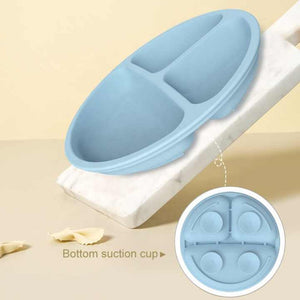 Beige 013 Silicone Baby Feeding Set Suction Plate Bib Cup And Utensils Bpa Free Tableware