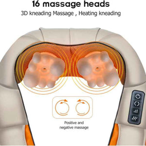 Portable Kneading Neck And Shoulder Massager With Heat Four Button Design Beige