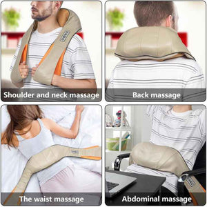 Portable Kneading Neck And Shoulder Massager With Heat Four Button Design Beige