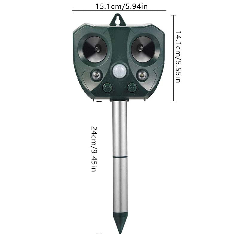 Sjz668a Solar Powered Ultrasonic Animal Repellent With Motion Sensor & Led Flashing Lights