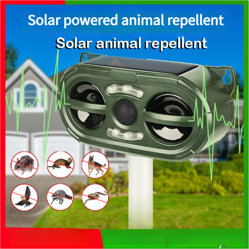 Solar Powered Ultrasonic Animal Repellent Outdoor Waterproof Pest Deterrent For Rodents Birds And More