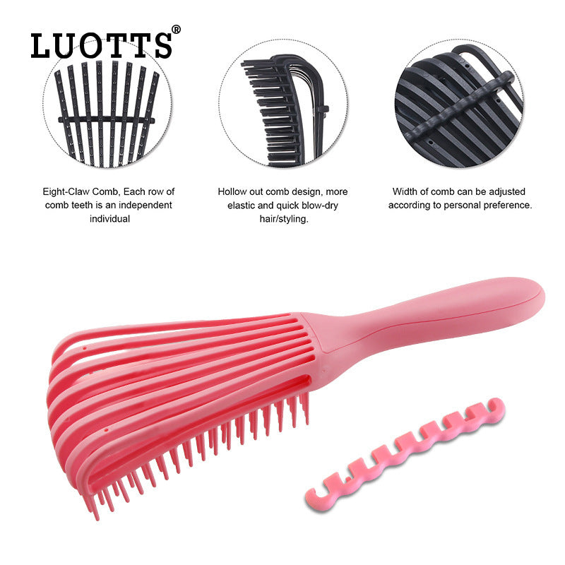 3Pcs Pink Octopus Style Detangling Brush 8 Flexible Arms For Effortless Hair Styling