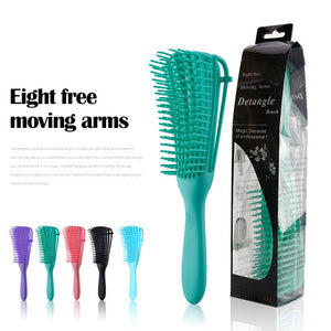 3Pcs Green Octopus Style Detangling Brush 8 Flexible Arms For Effortless Hair Styling