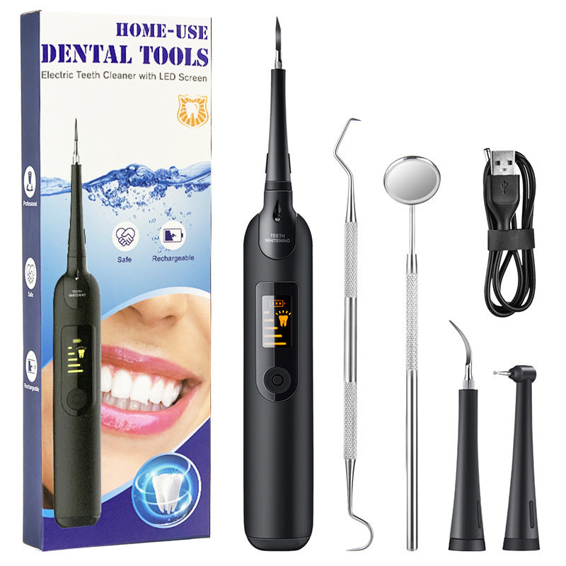 Rechargeable Electric Dental Scaler With Led Display And Cleaning Kit 250Mah Battery Home Use Plaque Remover