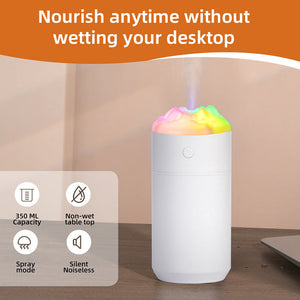 2Pcs White Portable 350Ml Led Desk Humidifier With Non Wet Design Silent Cool Mist For Home Office And Car