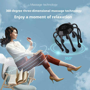 Black Standard Model [5 Modes + Vibration Timing] Multifunctional Electric Head Massager With 14 Nodes Scalp Stress Reli